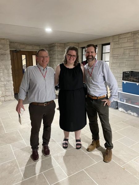 The departing English teachers smile for one final photo at graduation. 