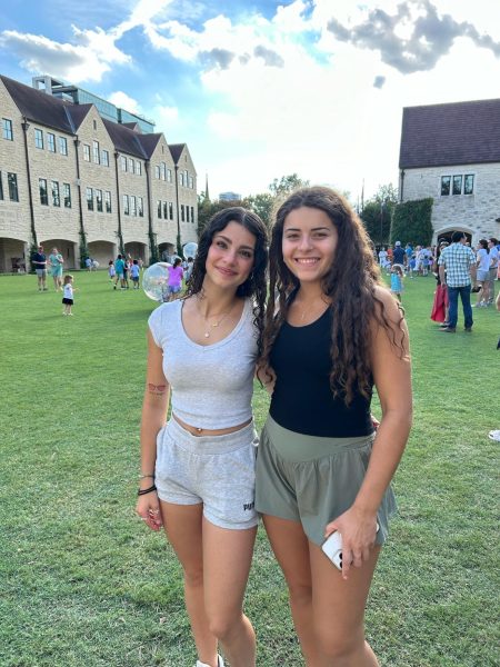 On Aug. 14, Noa Morte González (left) arrived from Málaga, Spain to begin her exchange year at the School. She poses with host family member Emarie DiBella   '25 (right). 